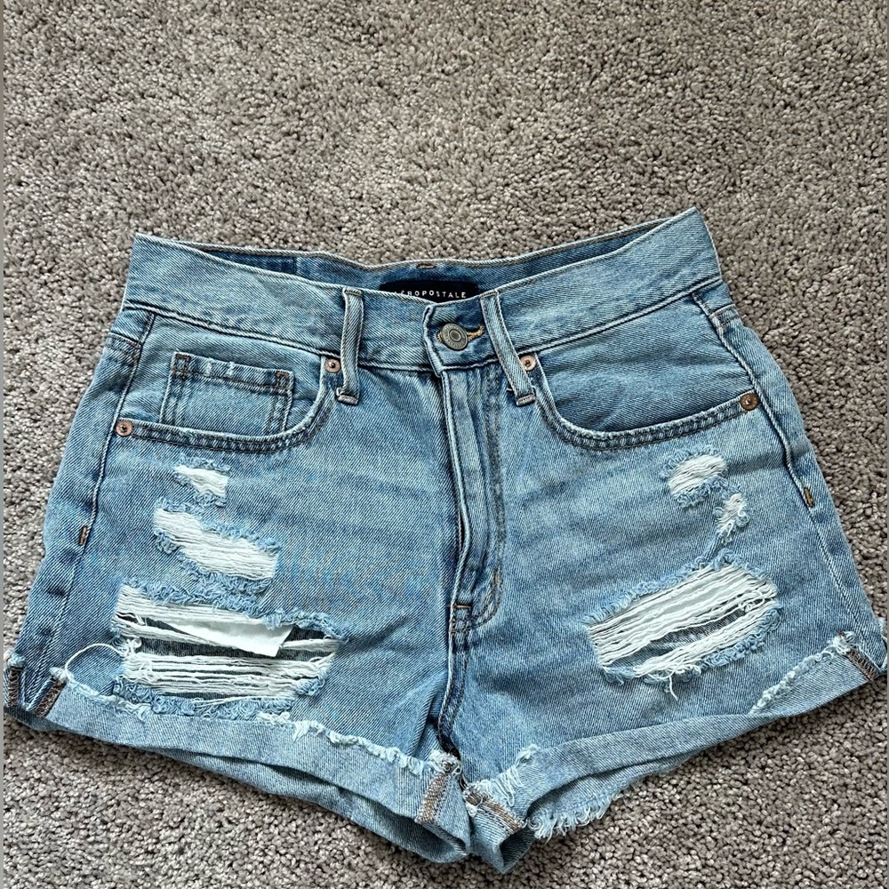 Aeropostale Light Blue Denim Mom Shorts